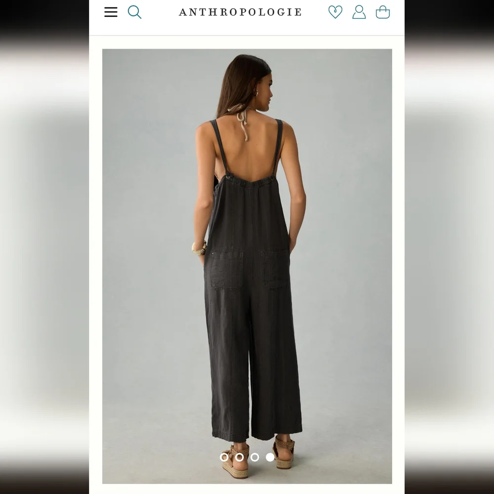 Anthropologie Pilcro Linen Jumpsuit sz Large & Med Color Onyx Grey - Picture 4 of 10